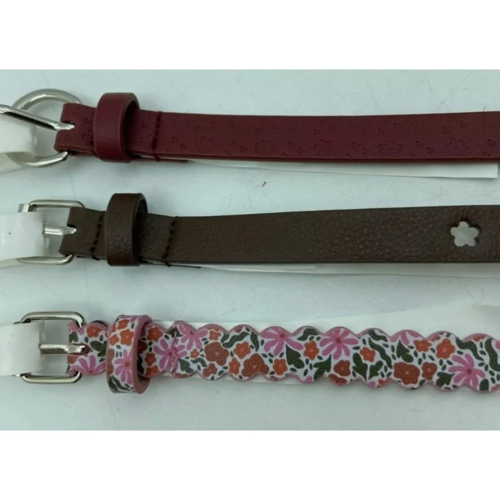 NEW Cat & Jack Multicolor/Pattern Girls' 3 Pack Floral Belt Set
